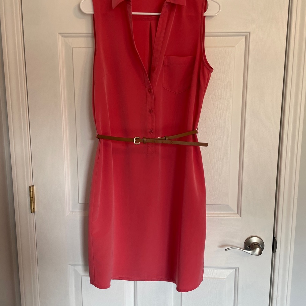 The Limited Coral Mini Dress with Belt